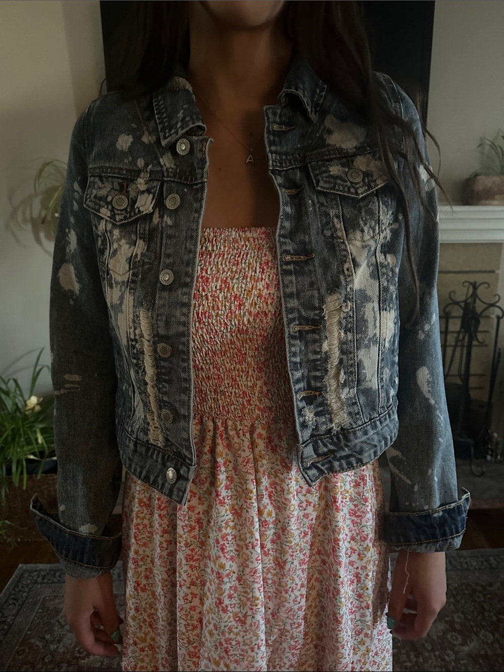Thread & Supply Washed Black Bleached Denim Jacket